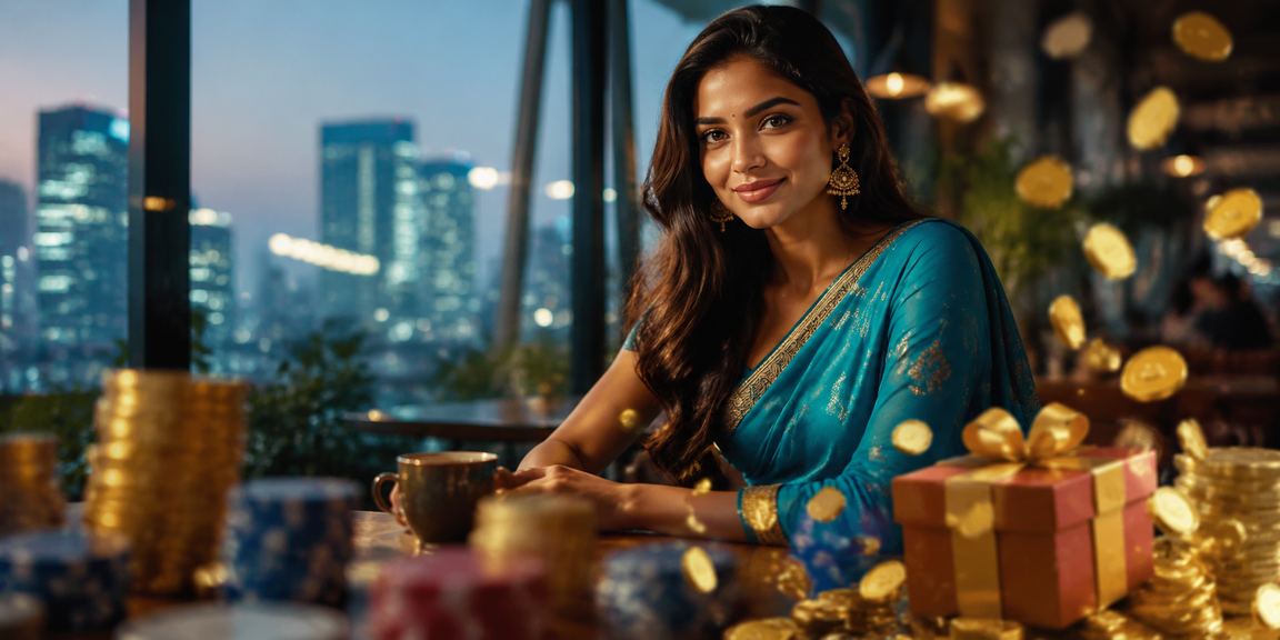 Indian lady in saree depositing funds through mobile payment app