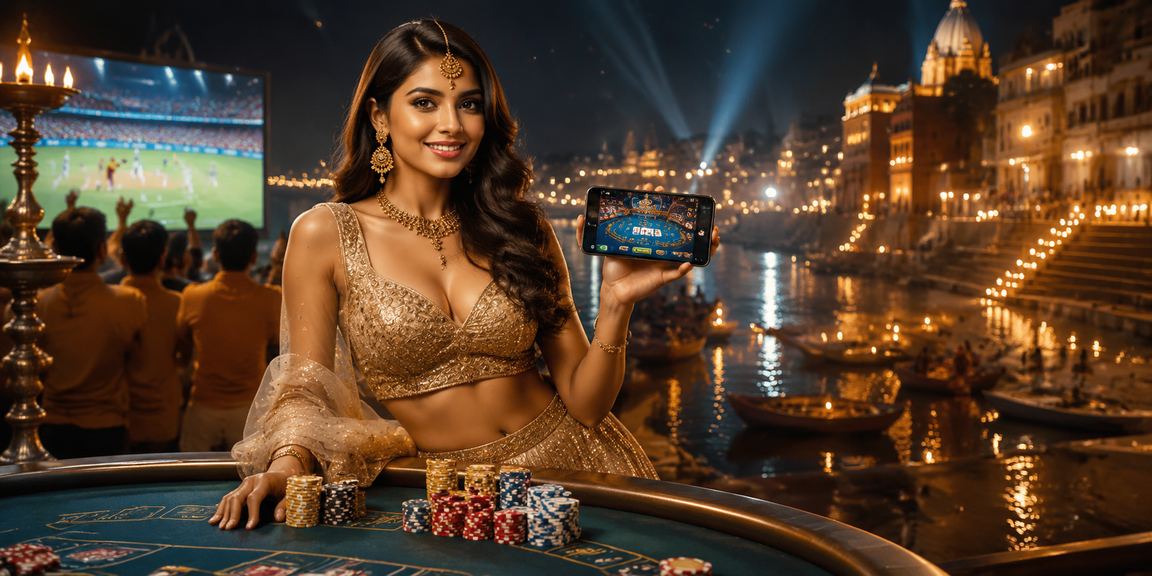 Varanasi Ghat gaming with Aviator live betting screen in mobile use
